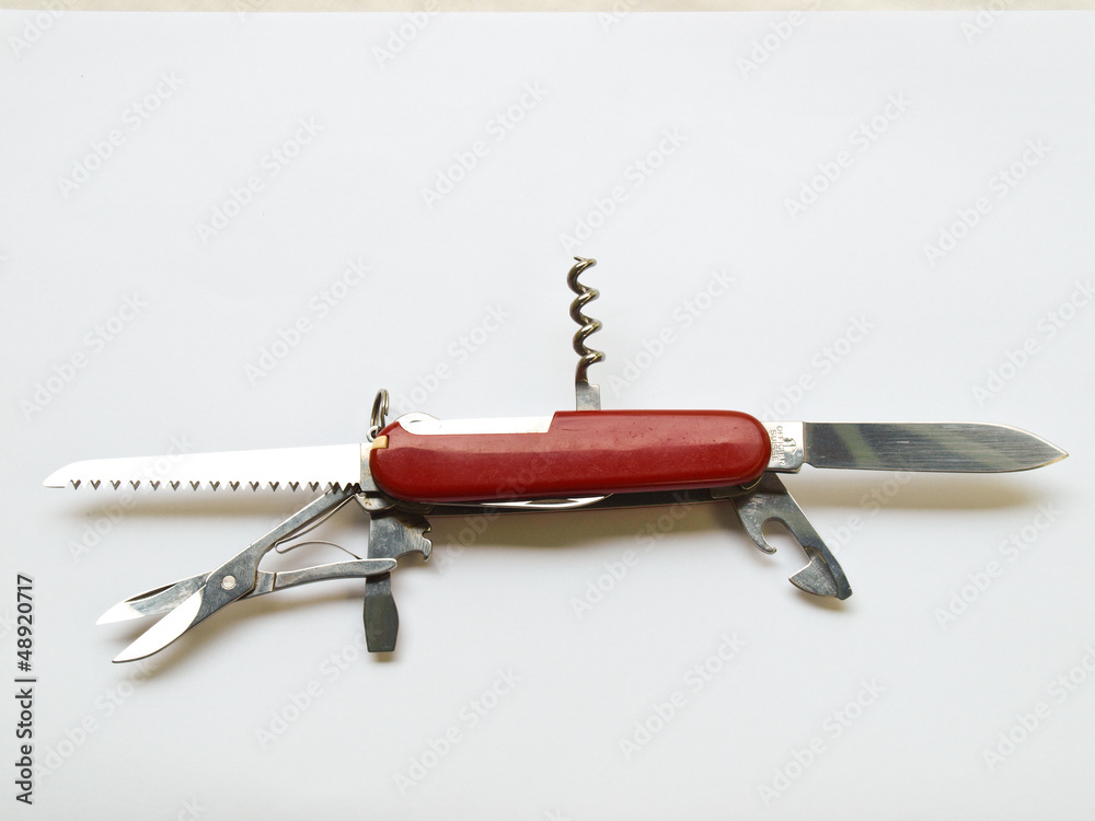 Red Army Knife multi-tool, isolated on white background Red Army Knife multi-tool, isolated on white background