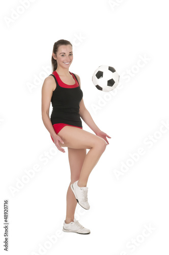 junge Frau mit Fu  ball