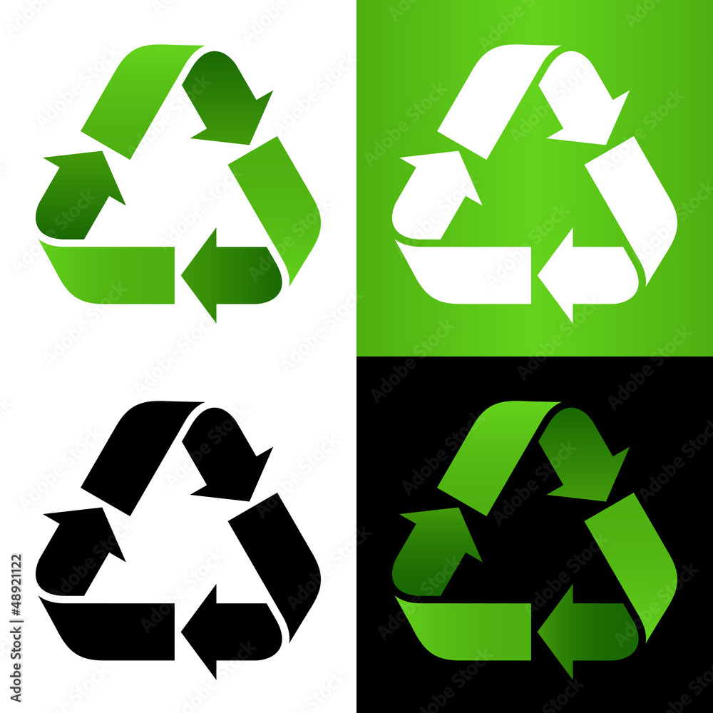 Obraz premium Set of recycle sign on white