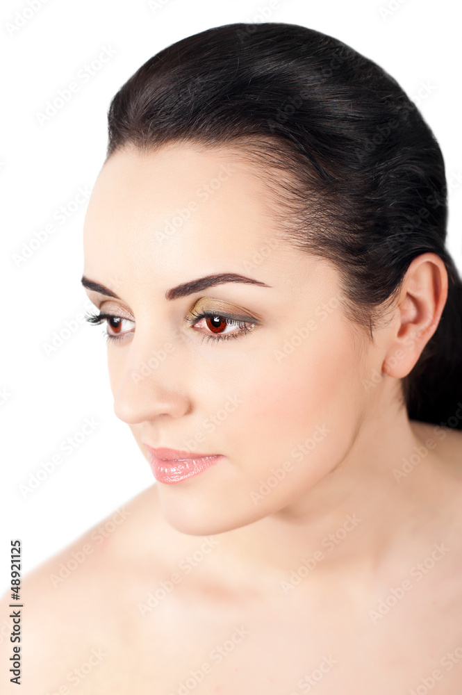 Portrait of young beautiful woman with day style natural make up Portrait of young beautiful woman with day style natural make up
