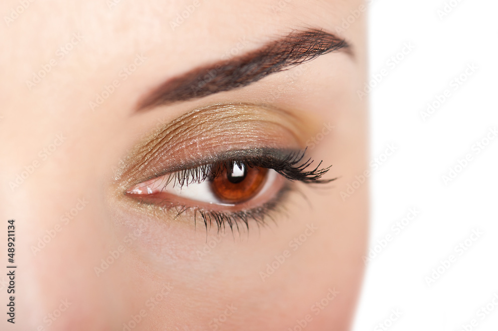 Fototapeta premium Close up beautiful woman eye with professional make up