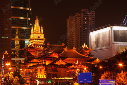 Photography Golden Jing An Temple Park Nanjing Street Shanghai Night