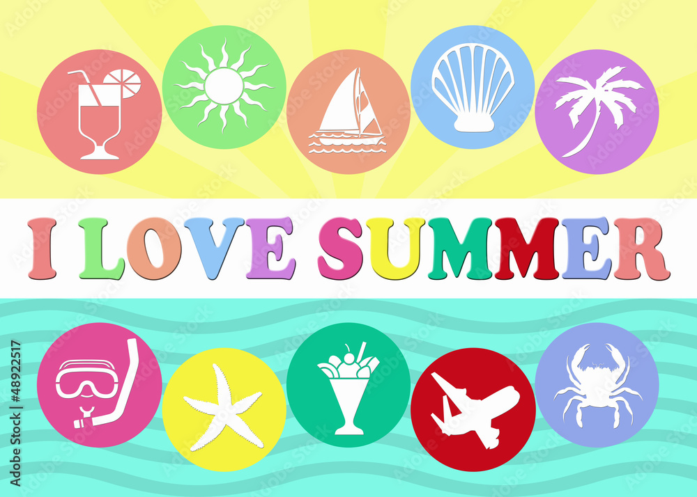 I love summer illustration with colorful round shapes