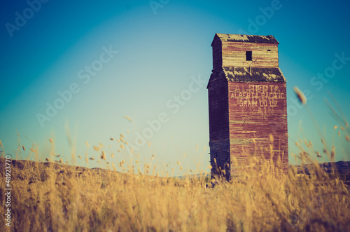 grain elevator with grass - Drumheller Alberta - LOMO photo