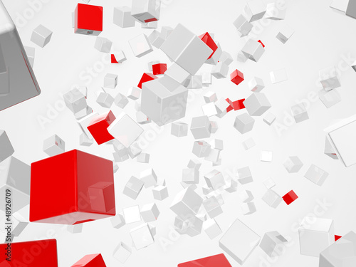 red and white cube