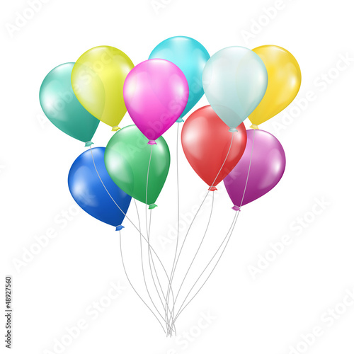 realistic colorful balloons on white