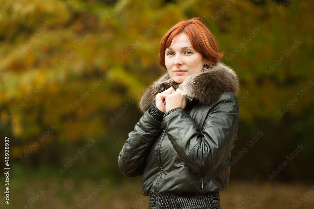 young woman portrait in autumn park young woman portrait in autumn park