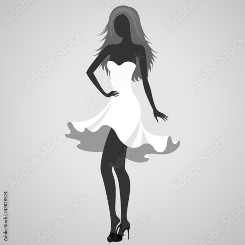 Silhouette of a turning dancer girl