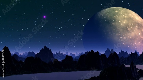 Huge planet and UFO