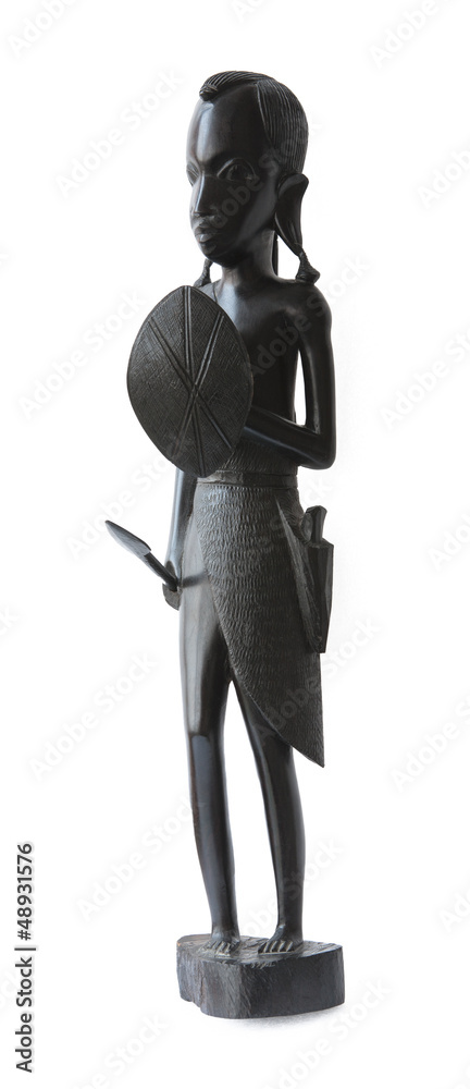 Statue of warrior masai carved from ebony