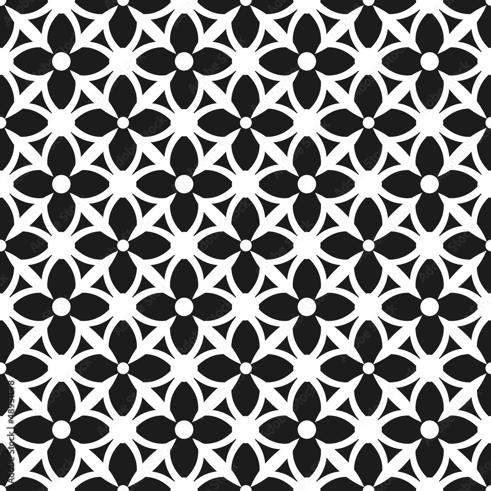 Black and white seamless floral pattern Black and white seamless floral pattern