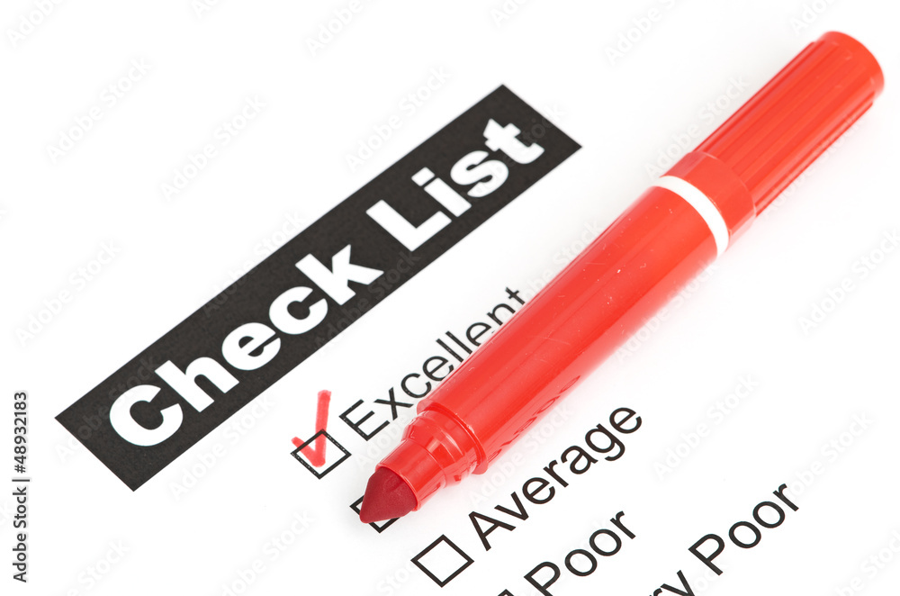 Tick placed in excellent checkbox on customer Tick placed in excellent checkbox on customer