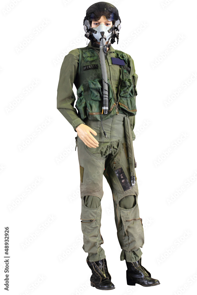 Fighter pilot isolated on white with clipping path Fighter pilot isolated on white with clipping path