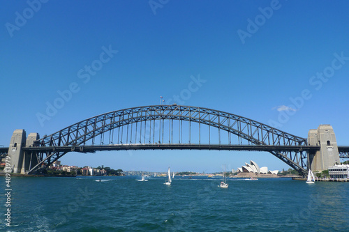 The famous Harbour bridge and Opera House in Sydney, Australia. © Leonard Zhukovsky