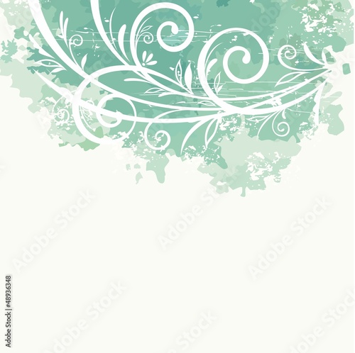 Floral background. Watercolor splatter with floral pattern.
