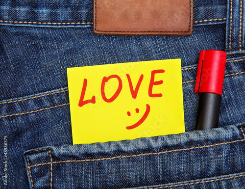 Valentine's day card in jeans pocket