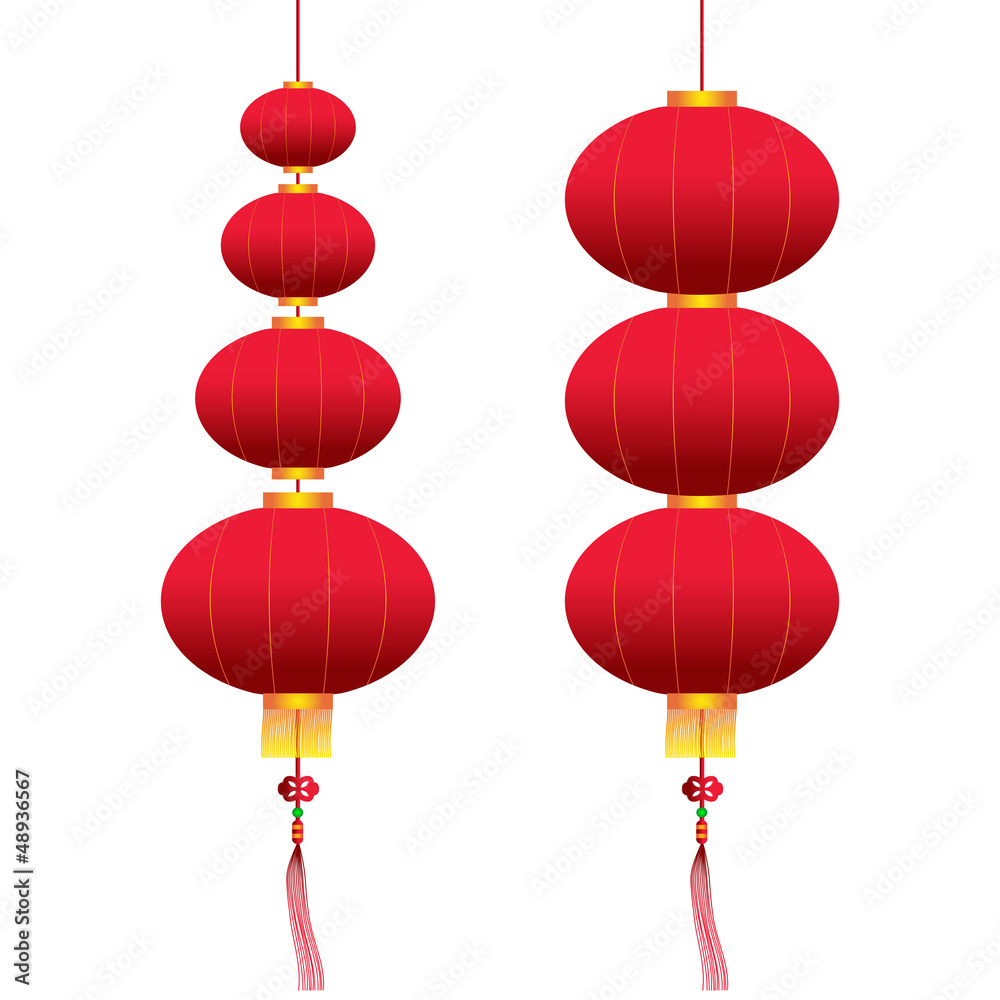 Obraz premium Vector chinese hanging lanterns