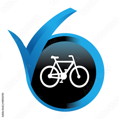 vélo sur bouton validé bleu