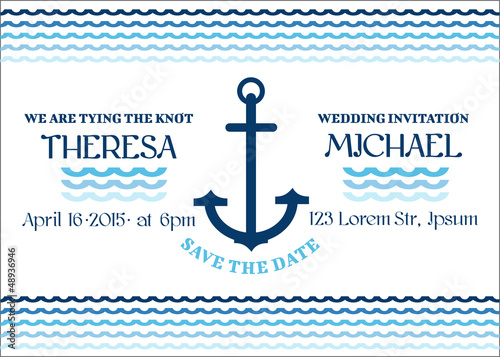 Wedding Marine Invitation Card - in vector