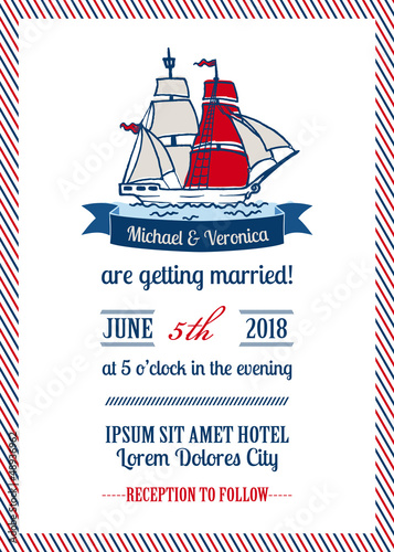 Wedding Marine Invitation Card - in vector