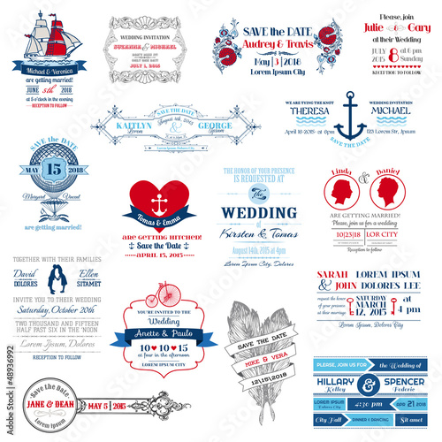 Wedding Invitation Collection - for design, scrapbook -in vector