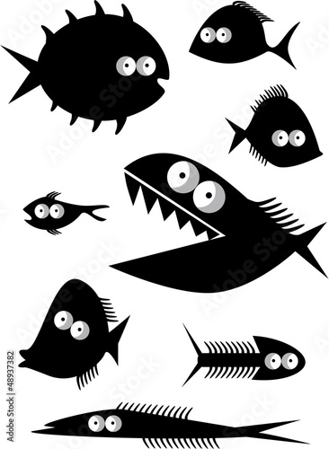 Set of funny fishes
