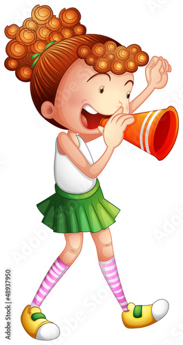 A girl with a noise maker