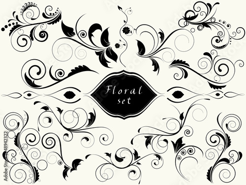 Floral spring elements with swirls and flowers