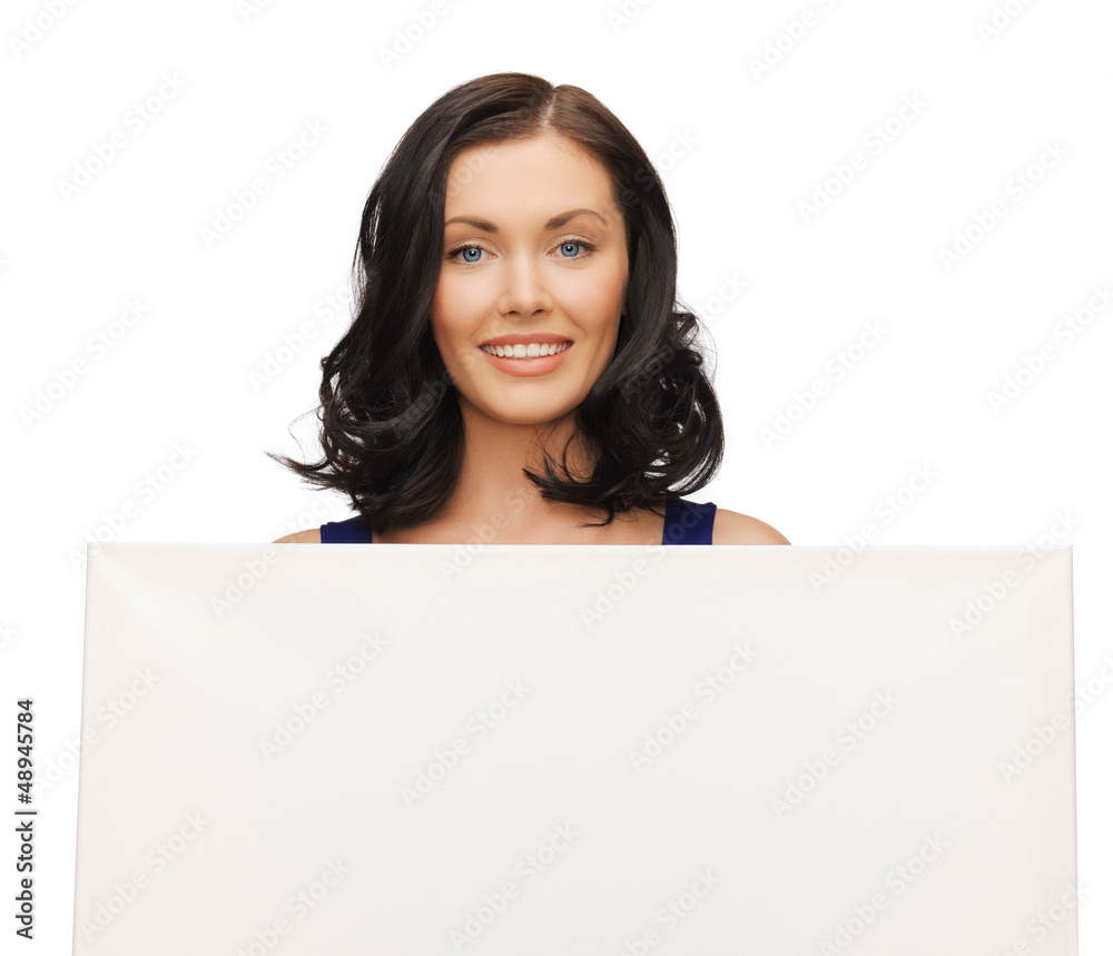 lovely woman in blue dress with blank board lovely woman in blue dress with blank board
