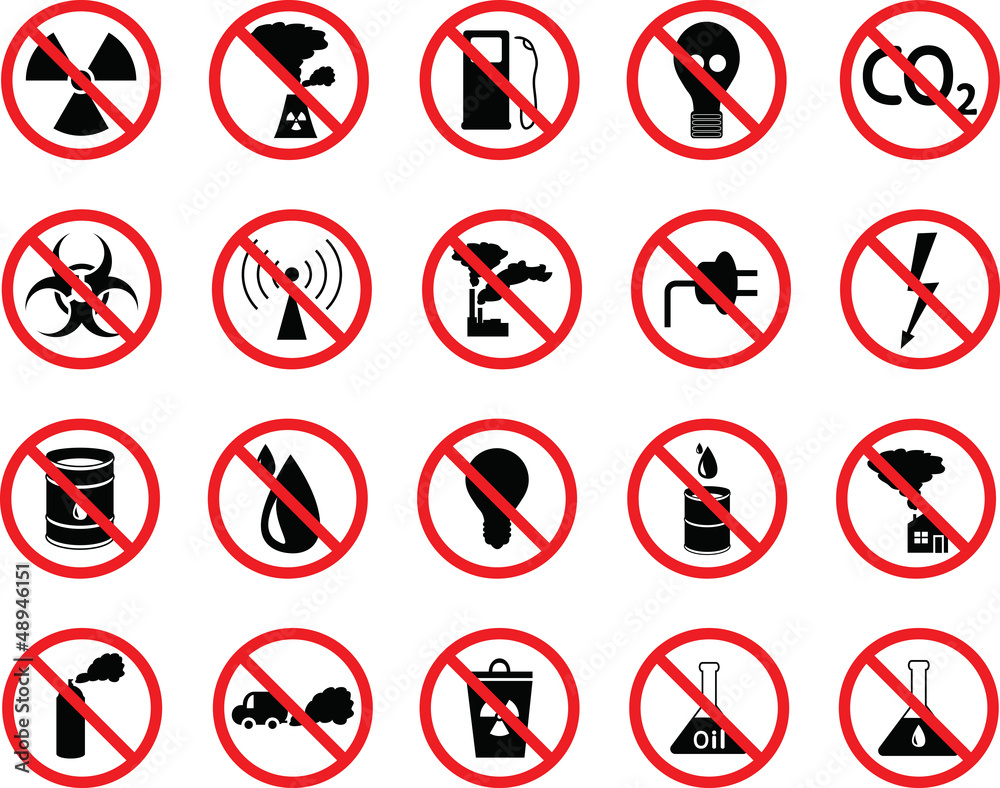 set of icons: pollution, industrial, hazardous