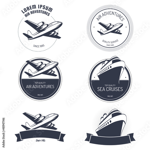 Vintage air and cruise tours labels and badges
