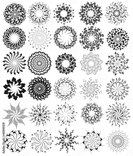 set of vector ornamented circles