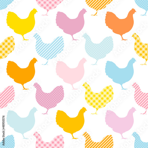 Seamless Pattern Hen Stripes/Dots/Check Blue