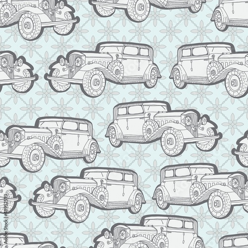 Seamless background with retro car