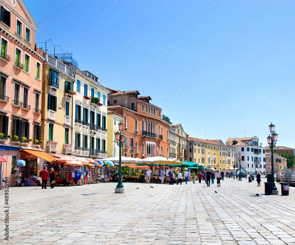 picturesque Venice seafront in summer sunny day