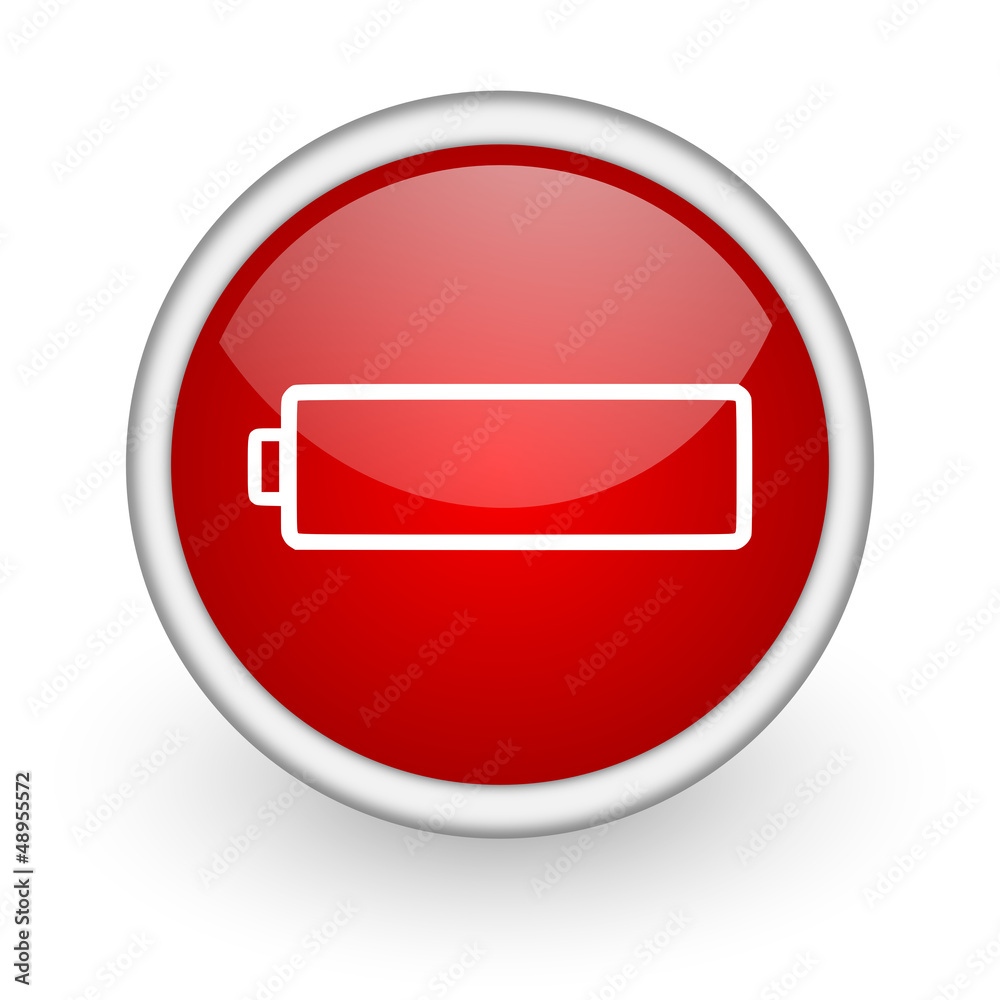 battery red circle web icon on white background battery red circle web icon on white background