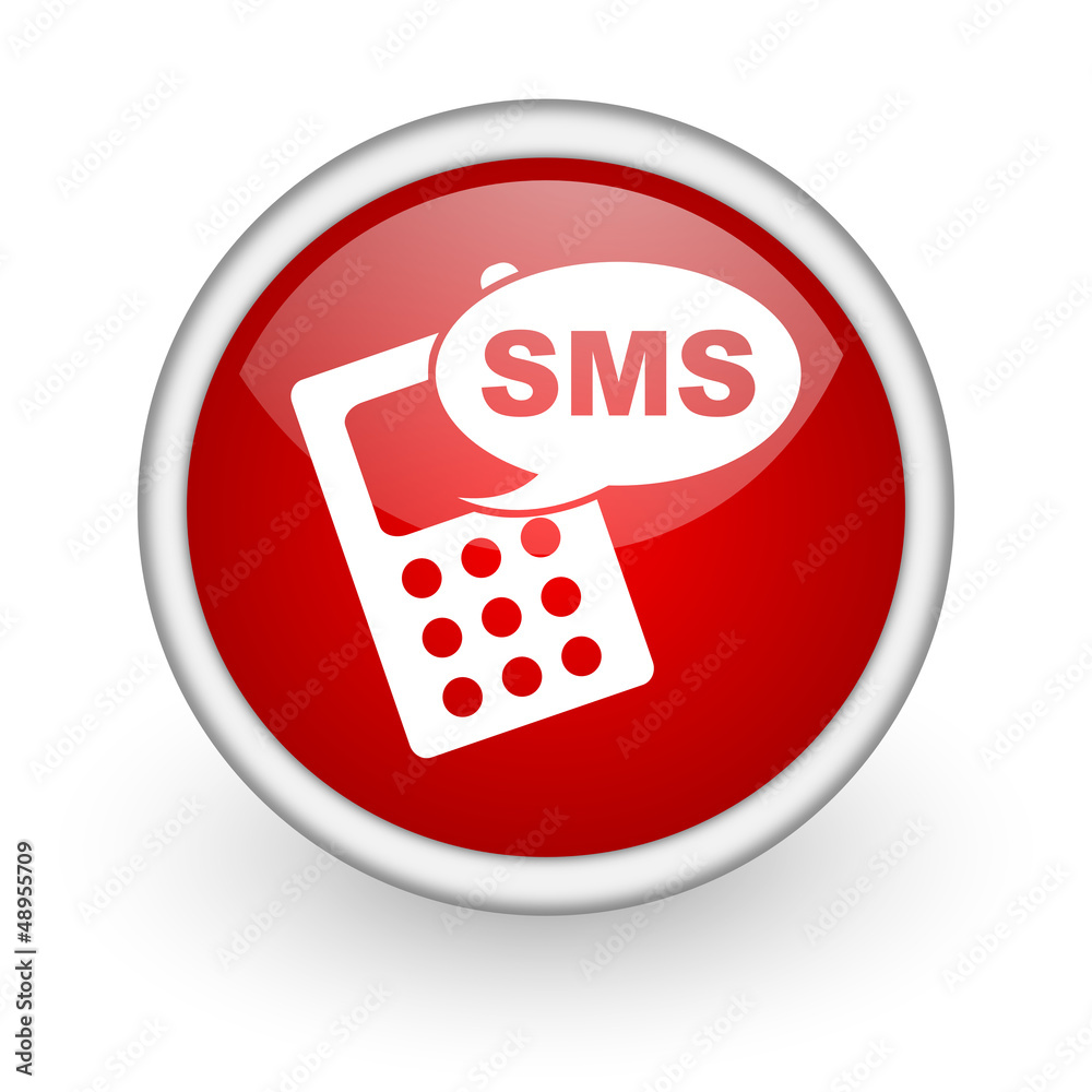 sms red circle web icon on white background sms red circle web icon on white background