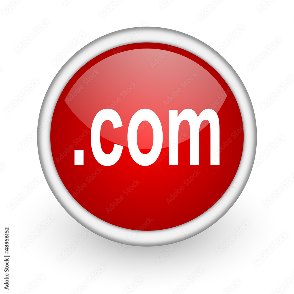 com red circle web icon on white background com red circle web icon on white background