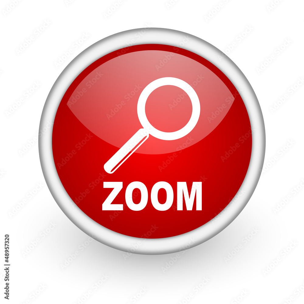 zoom red circle web icon on white background zoom red circle web icon on white background