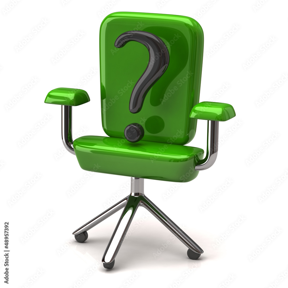 Stilyzed green office chair with question mark, 3d Stock Illustration ...