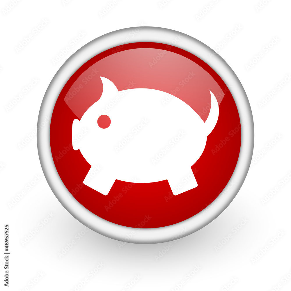 piggy bank red circle web icon on white background piggy bank red circle web icon on white background
