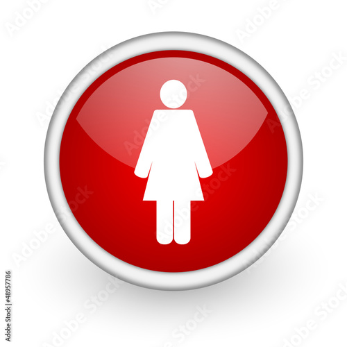woman red circle web icon on white background