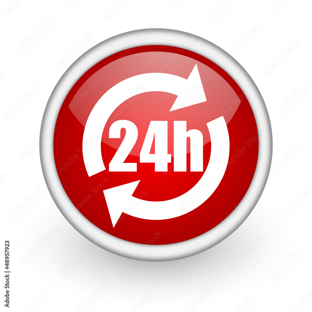 24h red circle web icon on white background 24h red circle web icon on white background