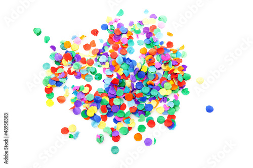 colorful confetti over white background