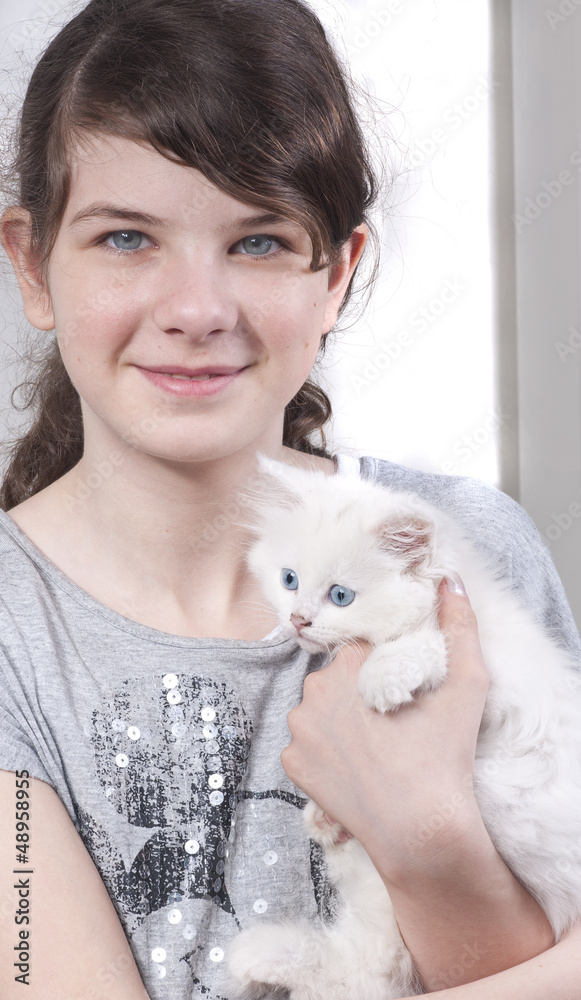 Girl with kitten Girl with kitten