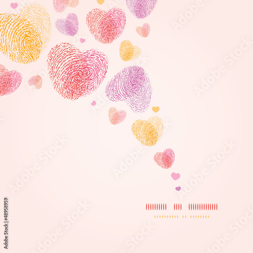 Vector fingerprint heart square corner romantic background card