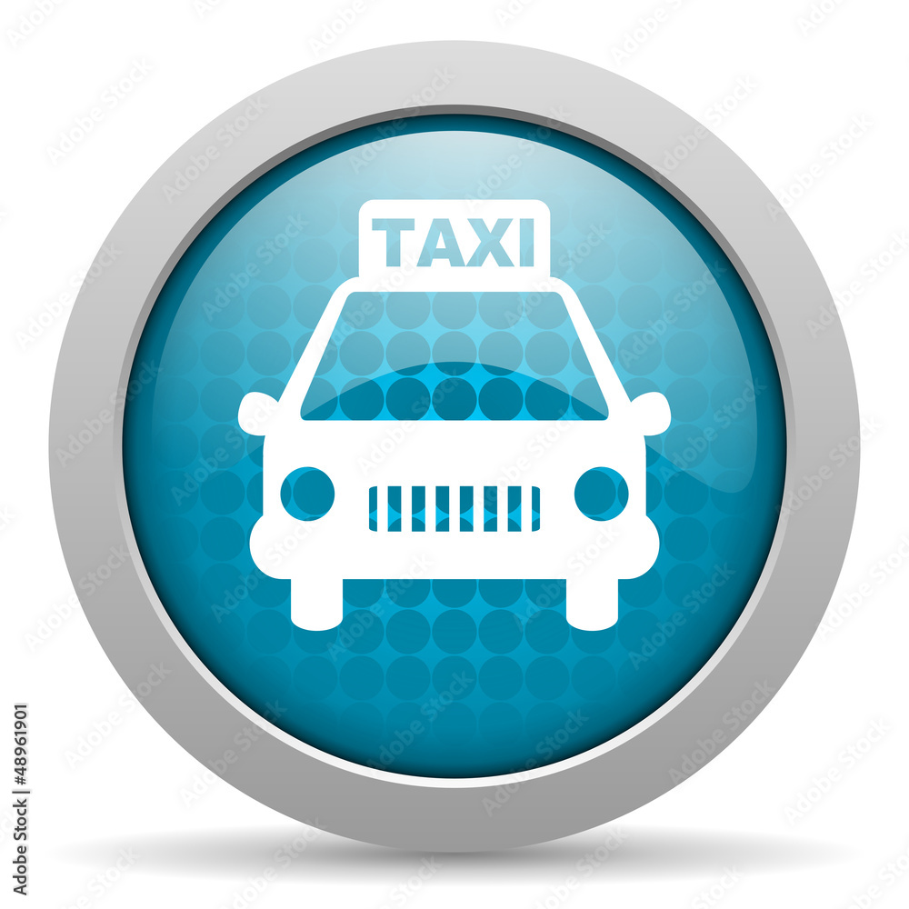 taxi blue glossy icon on white background