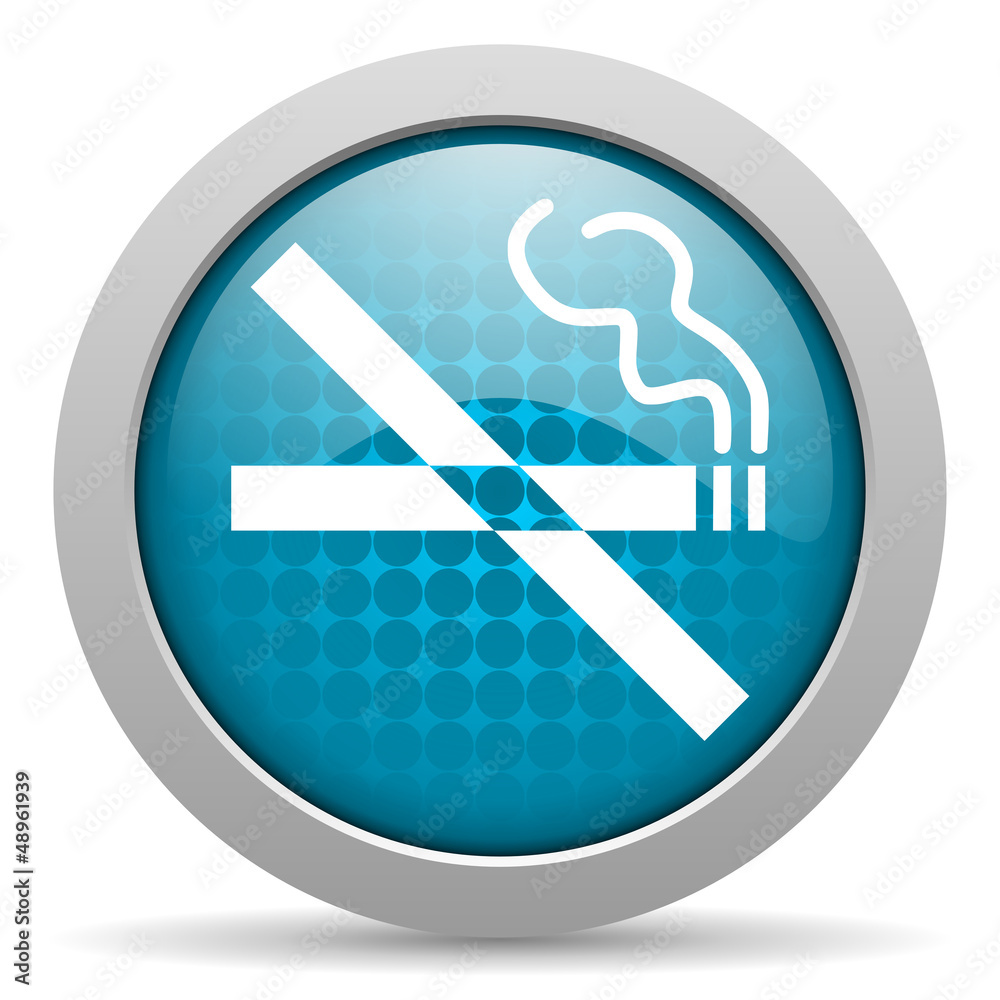 no smoking blue glossy icon on white background no smoking blue glossy icon on white background