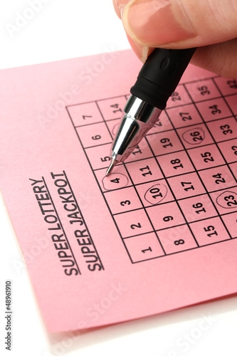 Closeup of lotto ticket during the marking of numbers