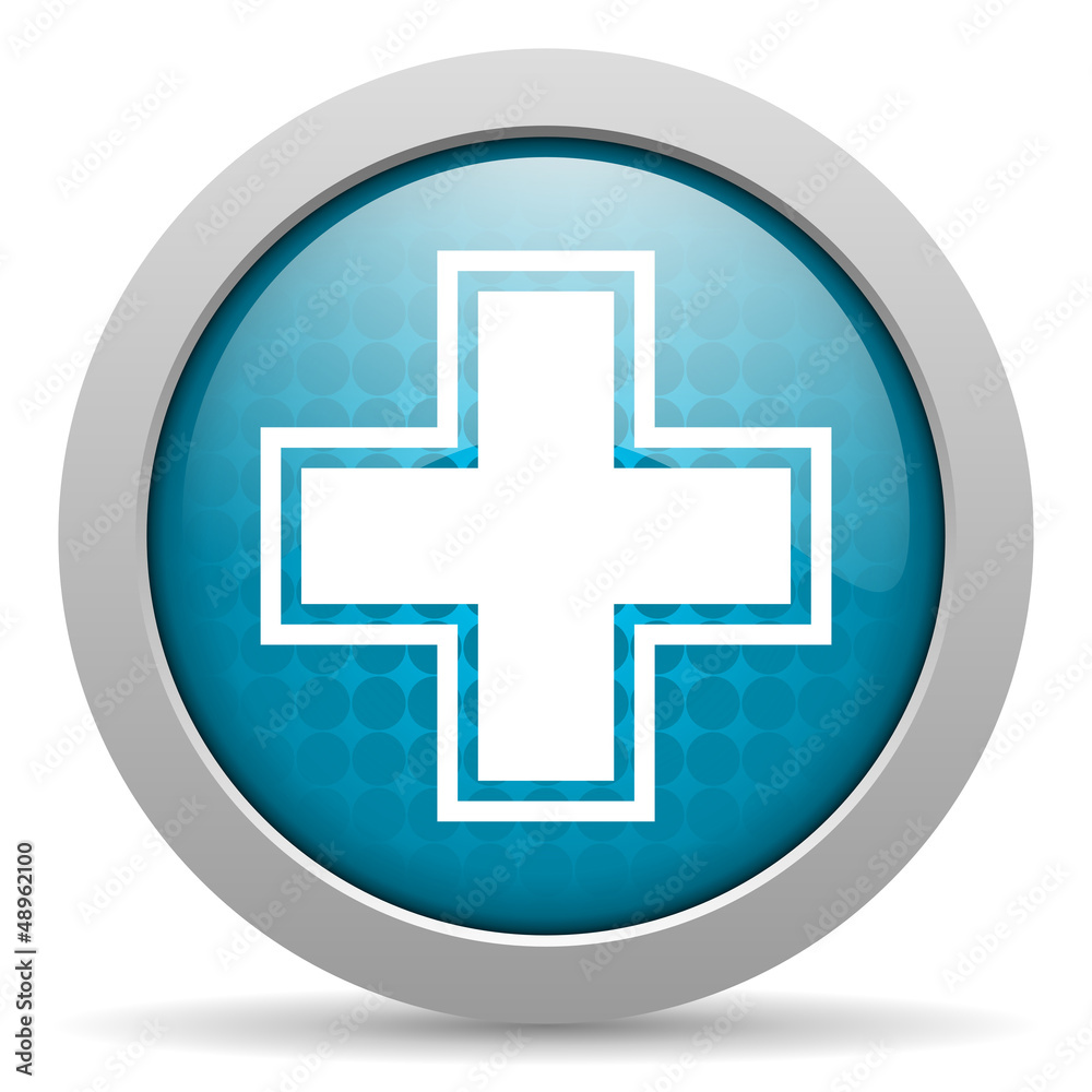 Obraz premium pharmacy blue glossy icon on white background